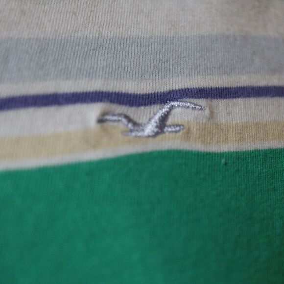 Vintage Y2K Hollister Green & White Stripe Baby Polo Shirt Medium - Picture 5 of 16